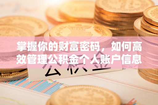 潜江掌握你的财富密码，如何高效管理公积金个人账户信息